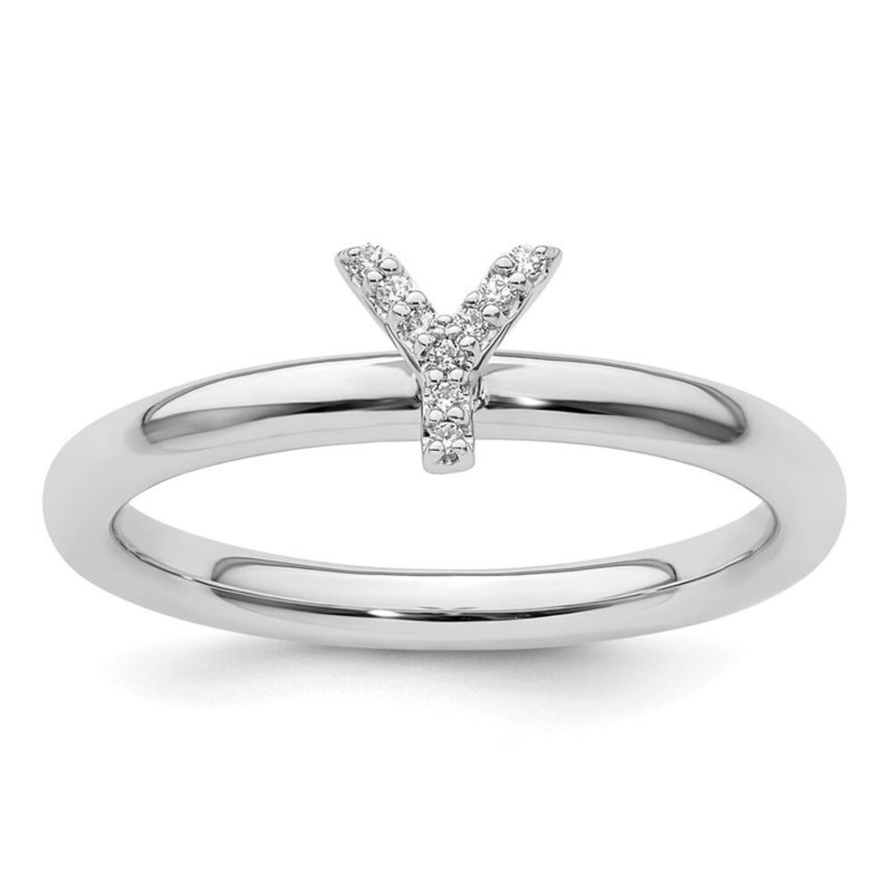 Kazi Luxury 14k White Gold Stackable Diamond Init… - image 1